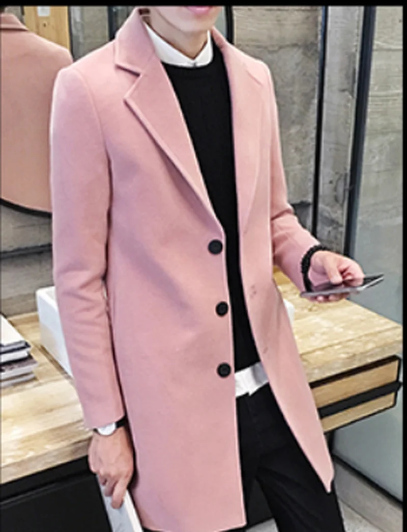 Мужской длинный Тренч ZOGAA модная шерстяная куртка повседневное однотонное