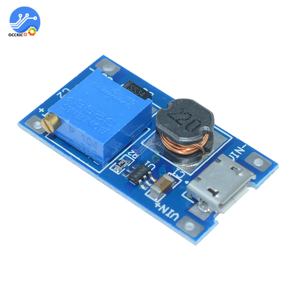 1 шт. MT3608 DC модуль повышающего зарядного устройства с Micro USB 2 24 В до 5 9 в 12 28 для