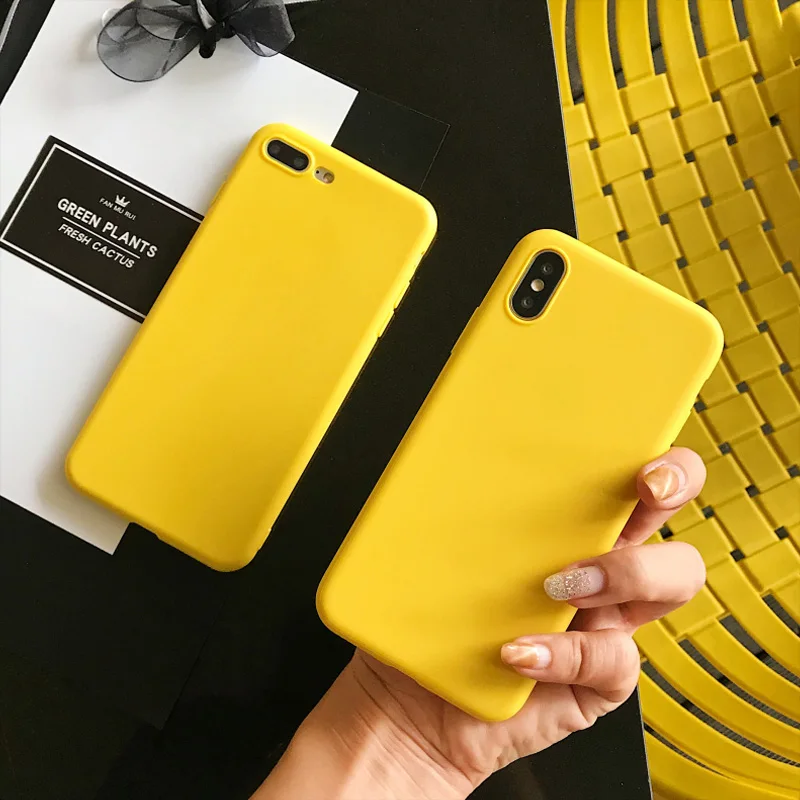 Lovebay лимонно-желтый цвет модный чехол для телефона s для iphone XS Max XR X 5 5S SE 6 6S 7 8 Plus мягкая задняя крышка для iphone 7 Чехол