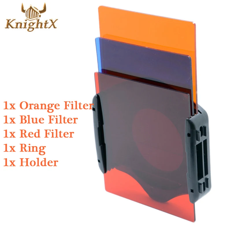 KnightX 49 52 55 58 67 77 мм объектив камера nd набор цветных фильтров Cokin P серии кольцо адаптер держатель для Canon EOS 1100D 60D 70D 600D - Цвет: Orange Blue Red