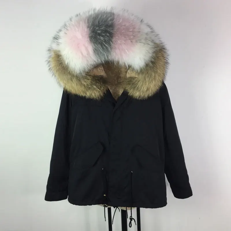 Fashion Black Women Winter Short fur Jacket S-4XL Size Natural Color Raccoon Hooded Wind Parka Casual | Женская одежда