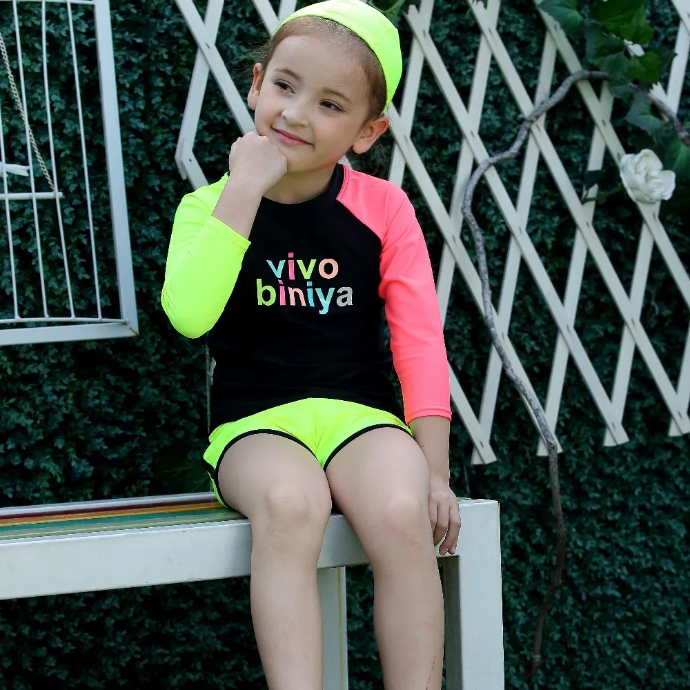 Купальный костюм с длинными рукавами для маленьких девочек детский купальный