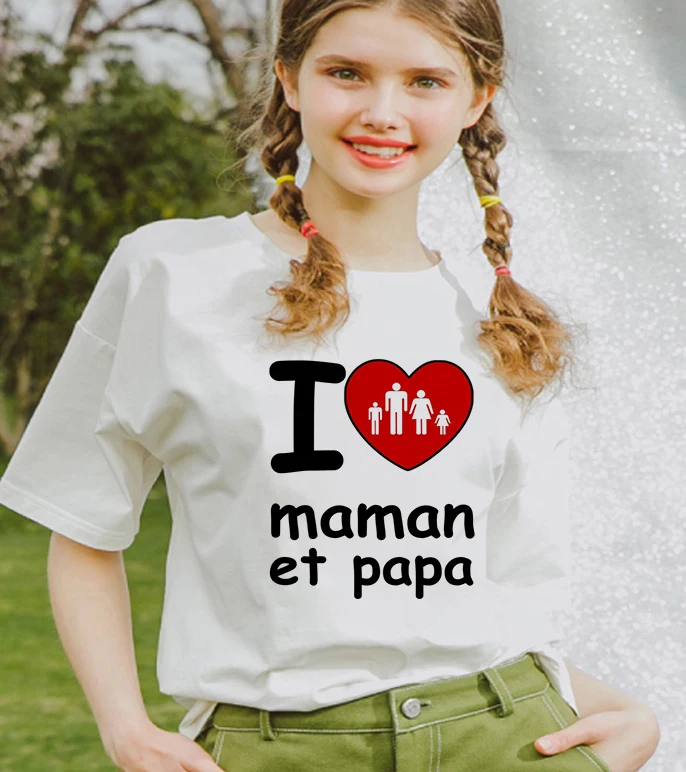Женская футболка с принтом I Love My Family Happy Повседневная короткими рукавами большие