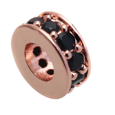 AA01C-Rose gold Бусины для изготовления ювелирных изделий Кристалл CZ Геометрическая Корона Леопард шлем Череп Круглые бусины для изготовления ювелирных изделий DIY браслет - Цвет: AA01C-Rose gold