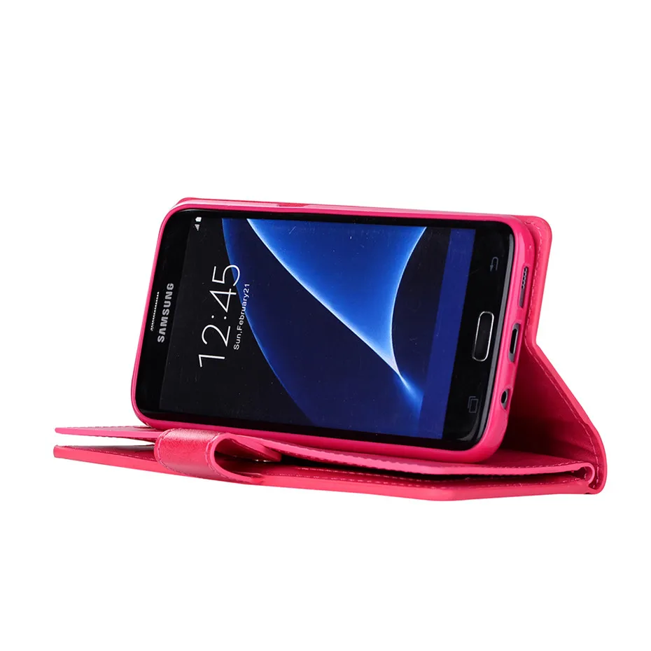 Чехол Кошелек из искусственной кожи с откидной крышкой для Samsung Galaxy S7 Edge мягкий