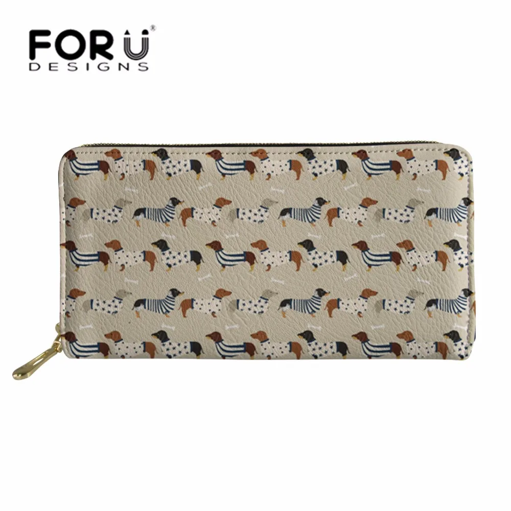 FORUDESIGNS/кошелек из искусственной кожи для женщин, длинный телефон для мелочи и фотографий, держатель для дам, Такса, брендовые кошельки, кошельки для девочек, милый карман для монет