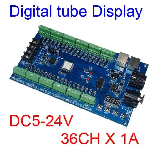 DC5V 24V 36CH RGB DMX512 декодер светодиодный DMX XRL 3P контроллер 36 канальный 12 групп MAX 36A