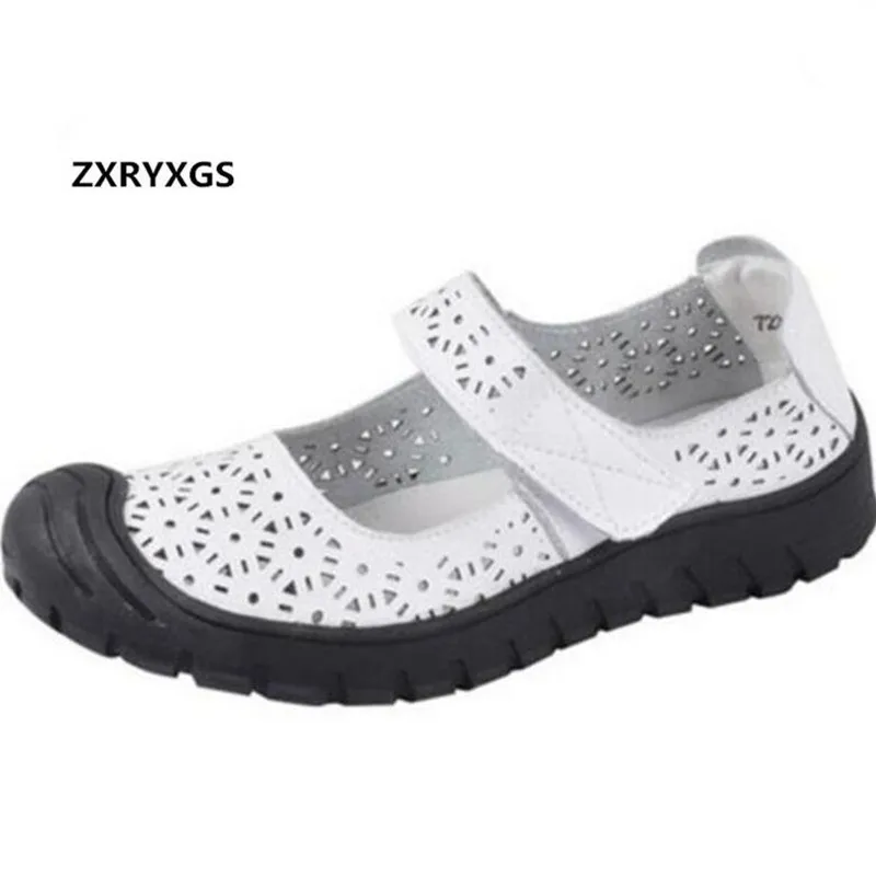 Кроссовки женские из натуральной кожи дышащие без каблука Нескользящие летняя