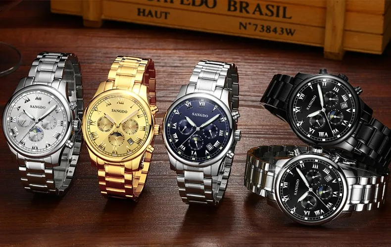 

42mm Sangdo Business watch Automatic Self-Wind movement Sapphire Crystal Mechanical multifunction Men's watch 052S
