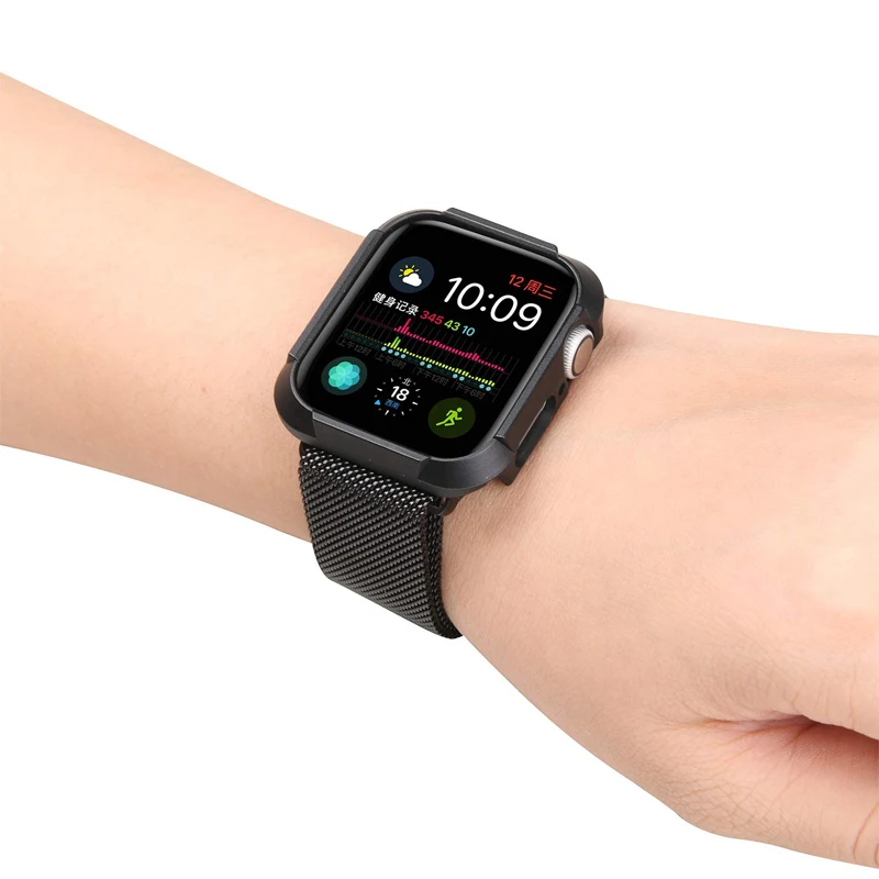 Миланский ремешок для apple watch 44 мм 40 iwatch 4 5 чехол браслет защита от падения
