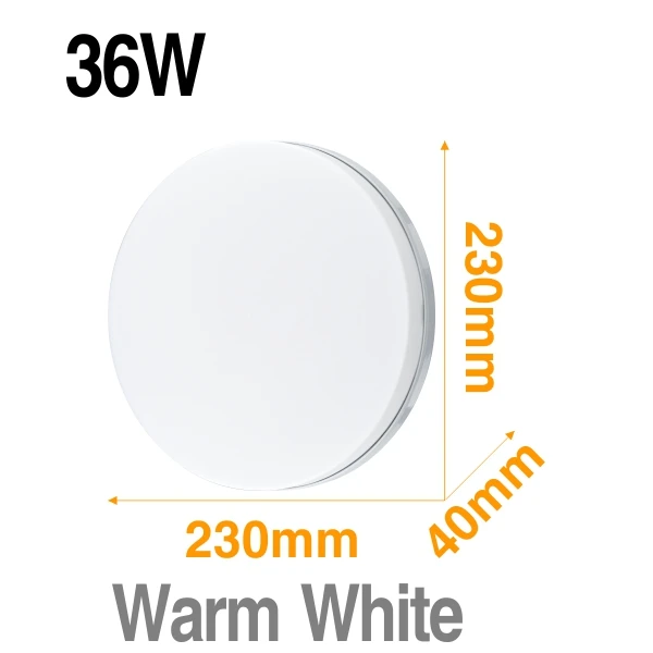 36W Warm White Круглая Панель-лампа светодиодный потолочный светильник 18 Вт 24 Вт 36 Вт 40 Вт 48 Вт переменный ток 220 в 3 цвета светильник ing поверхностный монтаж для дома ежедневный светильник ing - Цвет корпуса: 36W Warm White