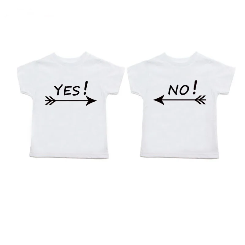 Детская футболка с короткими рукавами и забавным принтом Yes No лето 2019 | Мать