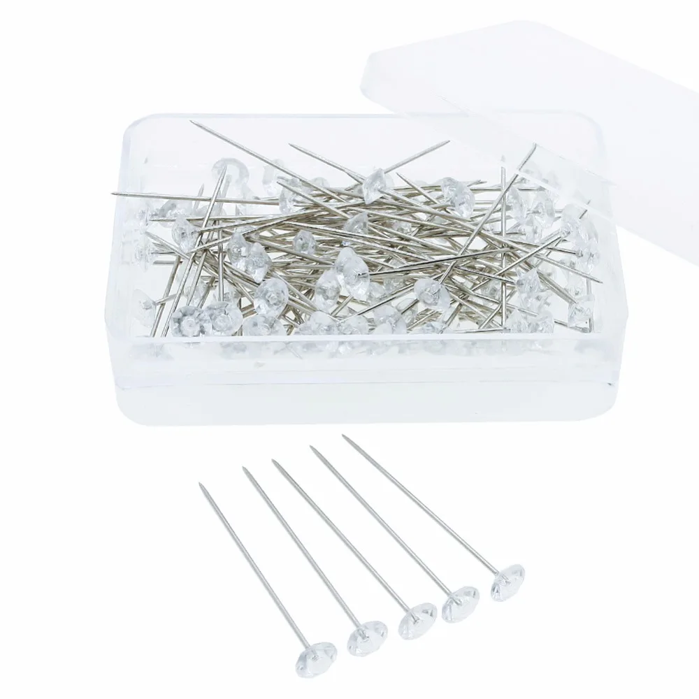 100 шт./компл. Прозрачная Круглая искусственная Бриллиантовая Свадебная булавка