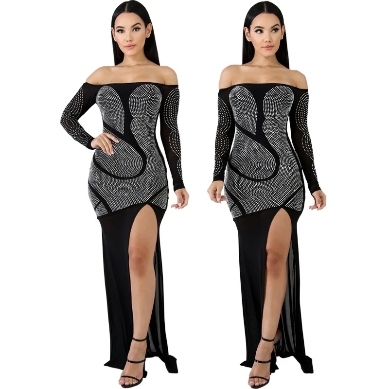 Новинка 2018 женское сексуальное винтажное платье макси с открытыми плечами