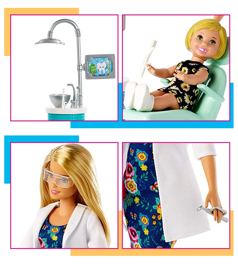 Кукла-стоматолог Barbie authorized и игровой набор, игрушка-доктор с аксессуарами, милая детская кукла Барби Boneca FXP16 для детей, подарок на день рождения