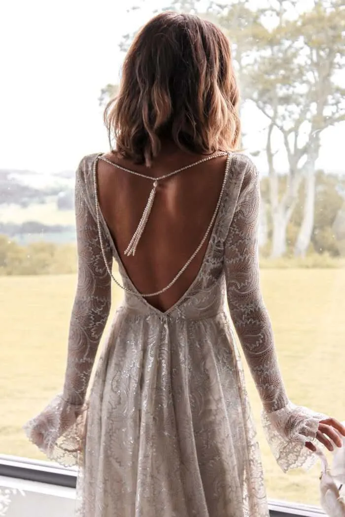 Robe De Mariee Boho пляжное свадебное платье винтажное кружевное с длинными рукавами Vestido De Noiva сексуальное богемное свадебное платье с открытой спиной