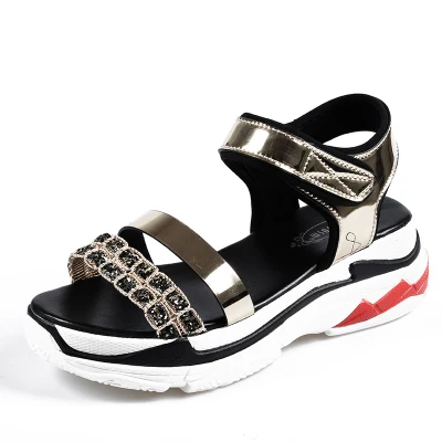 Сандалии женские на танкетке с открытым носком пляжные босоножки массивной