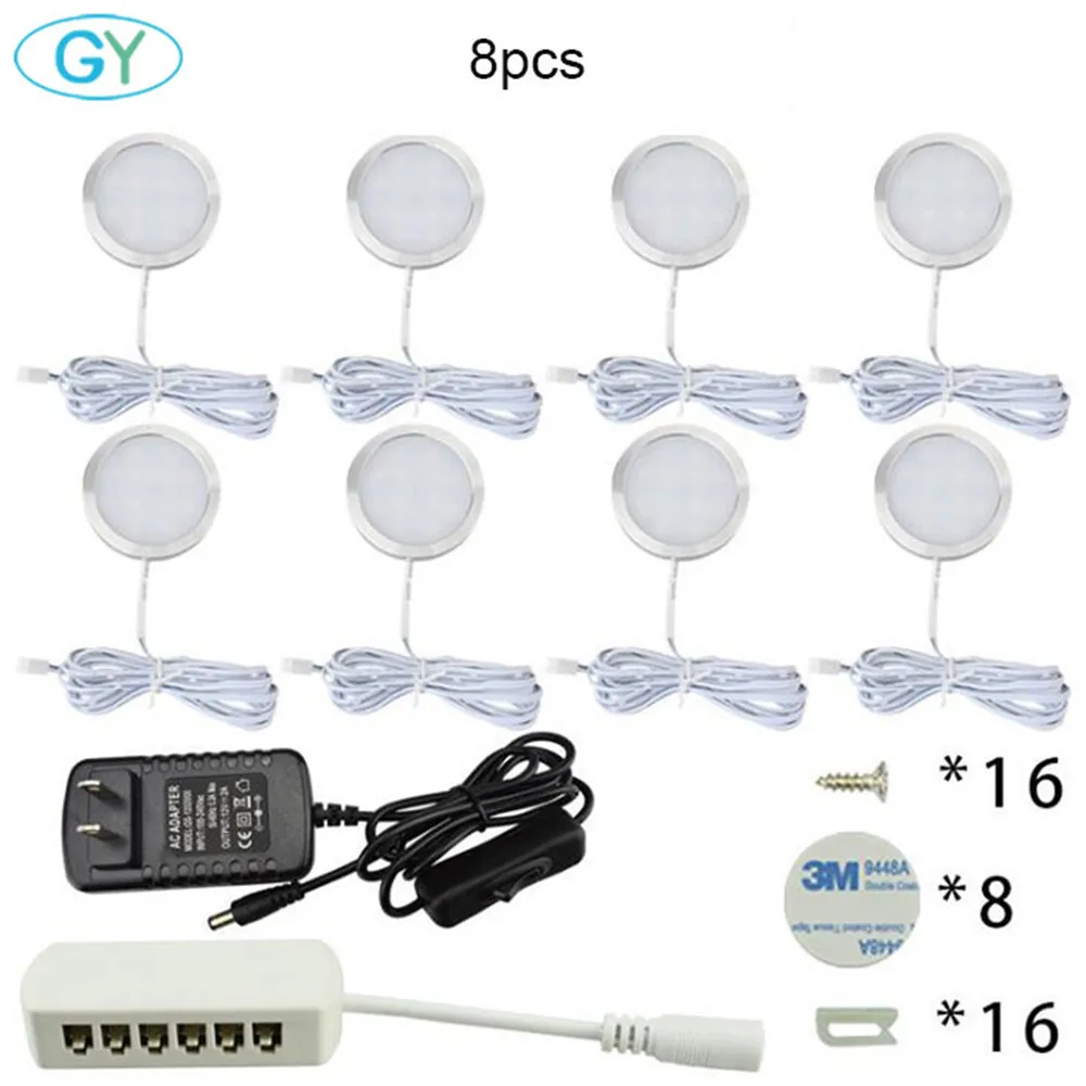 8 lights set DC12V Светодиодный светильник для шкафа, 2,5 Вт 12 Светодиодный светильник для шкафа, светодиодный светильник для кухонных шкафов, 12 В светодиодный светильник s для шкафов - Цвет: 8 lights set