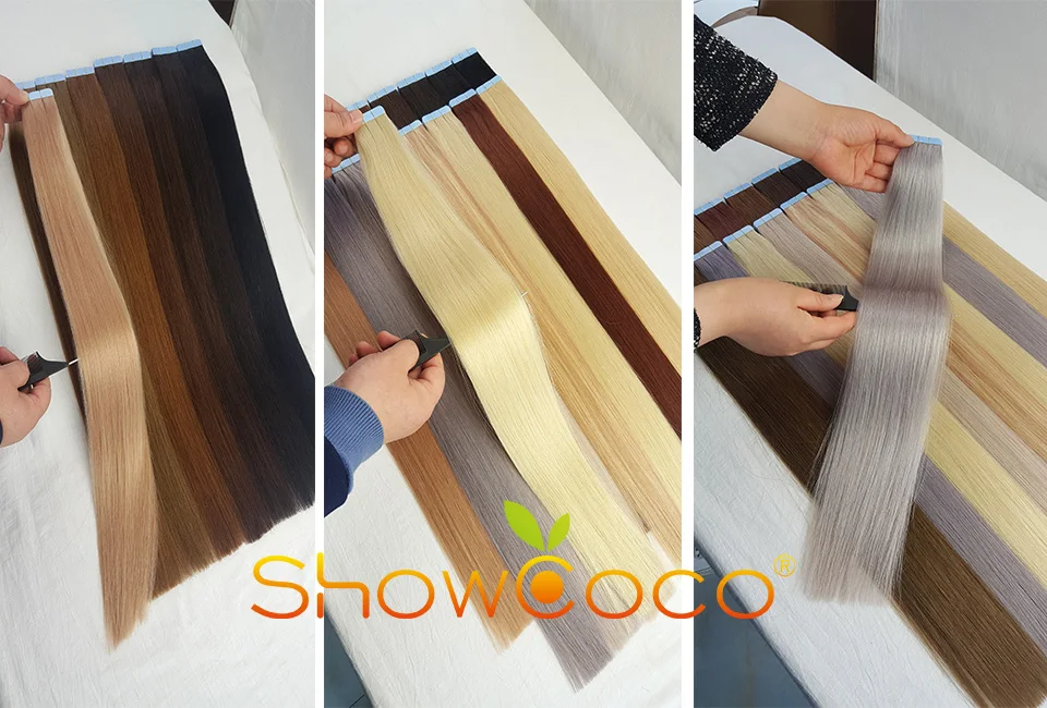 ShowCoco волосы для наращивания на двойной ленте, человеческие волосы премиум класса, роскошные натуральные волосы, невидимая модная лента