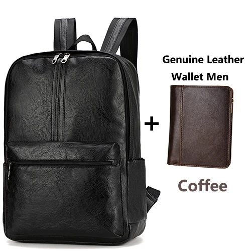 BLACK And Coffee W 15,6 дюймовый рюкзак для ноутбука, мужской модный кожаный водонепроницаемый рюкзак для путешествий с защитой от кражи, школьные рюкзаки, мужской женский рюкзак, новинка - Цвет: BLACK And Coffee W