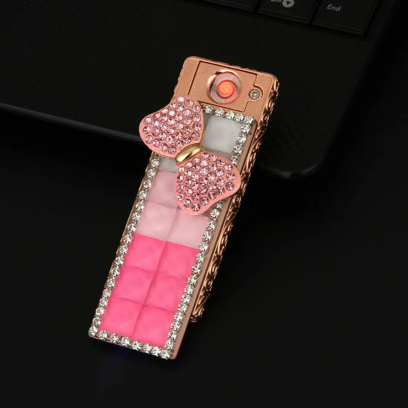 USB перезаряжаемая электронная прикуриватель Женская Роскошная копия Алмазная