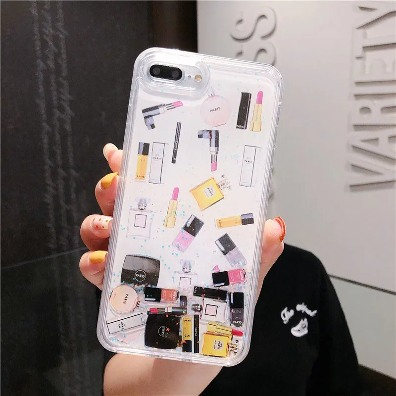 Косметический Блестящий динамический Жидкий чехол для iPhone 6 6s 7 8 Plus X XS MAX XR