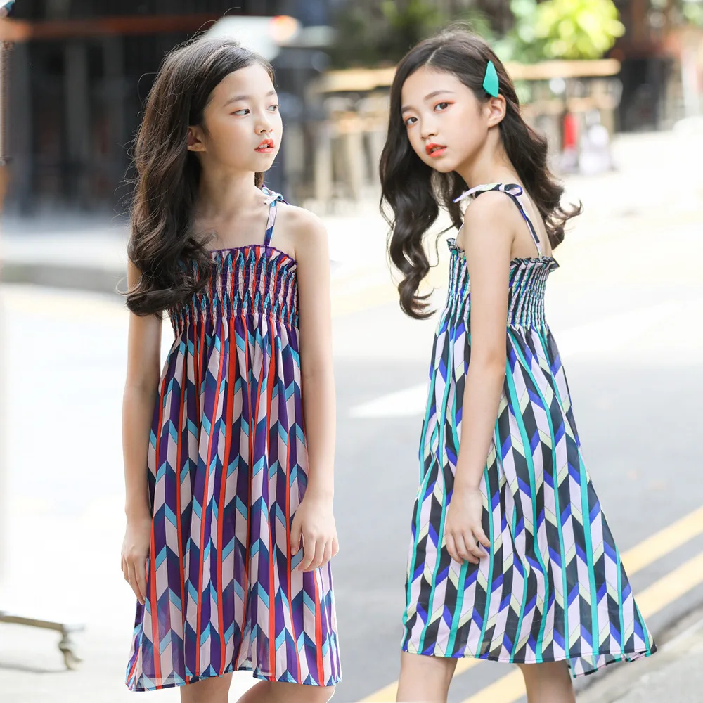 Пляжная одежда для девочек праздничное летнее Модное детское платье на