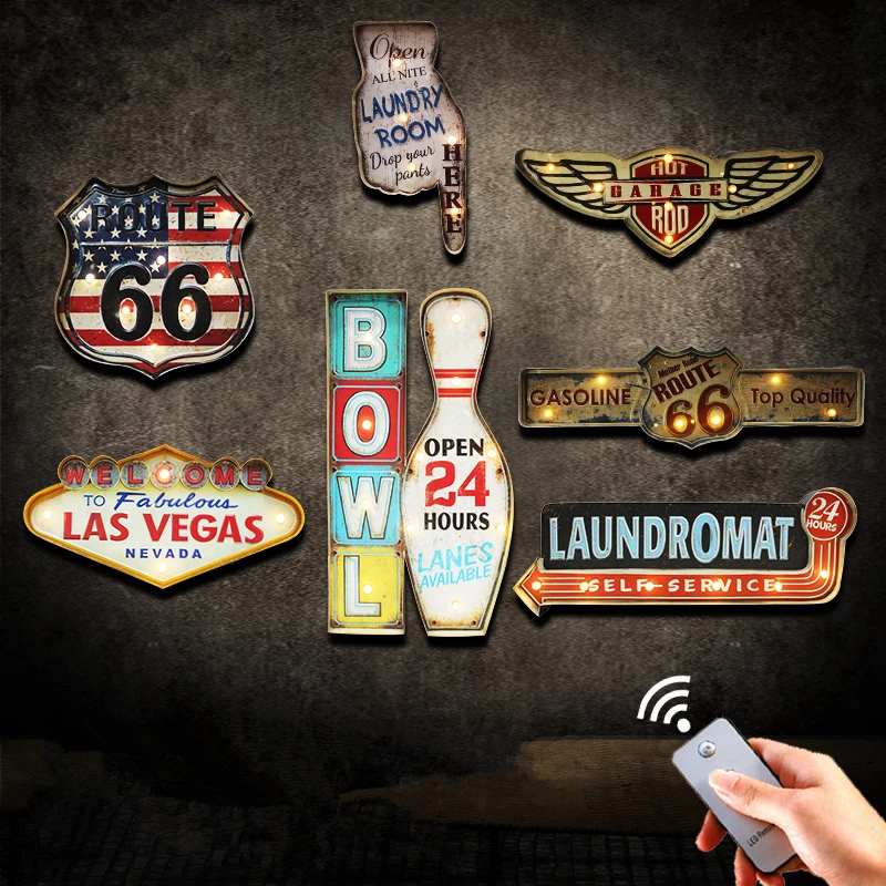 Ретро светодиодный металлический знак Настенная декоративная живопись миска в