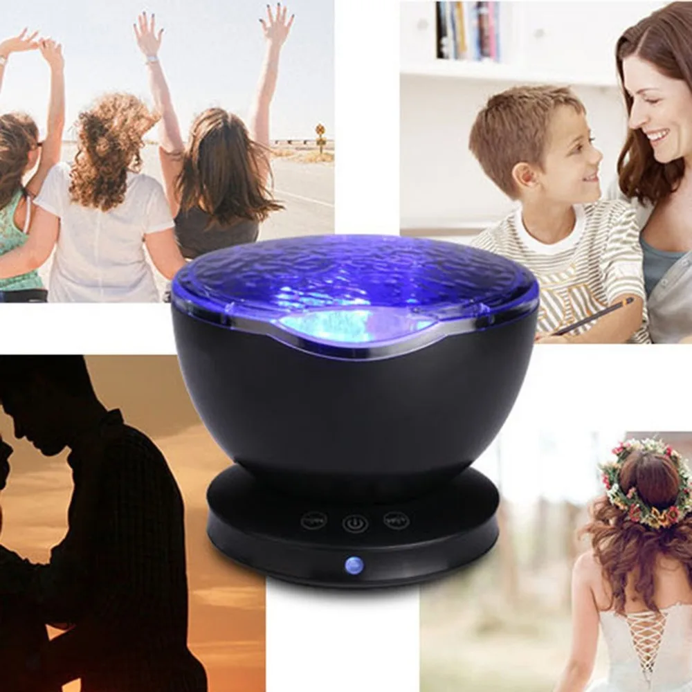 Creative Ocean Wave Projector Light LED Night 7 Colors Lamp Nightlight Illusion For Baby Children | Лампы и освещение