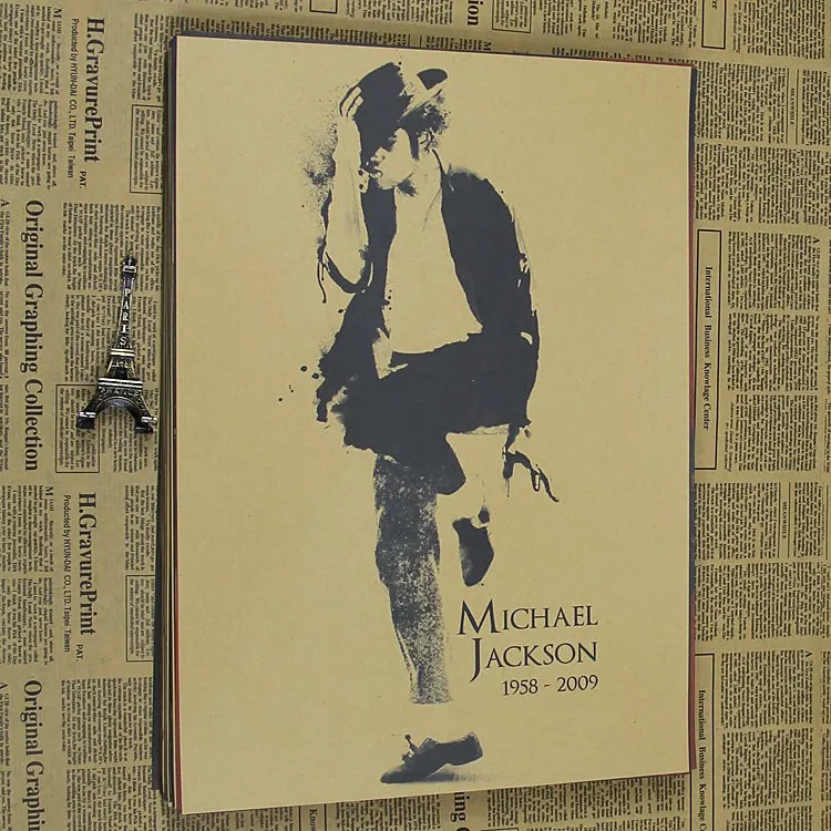 Музыкальный Звездный MJ плакат в стиле ретро из крафт-бумаги крафт-бумага