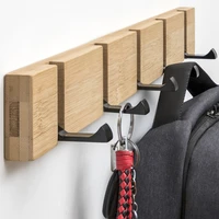wood wall hanger bamboo alloy rack hooks hanger holder clothes storage organizer hidden wall hook for hanging home decor