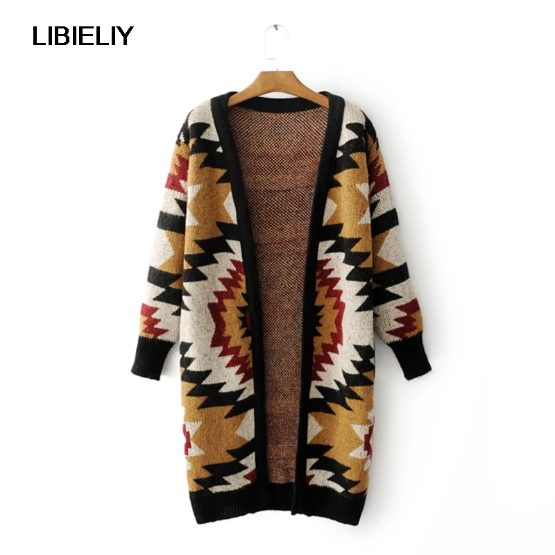 Женский Длинный свободный кардиган с V-образным вырезом и длинным рукавом |