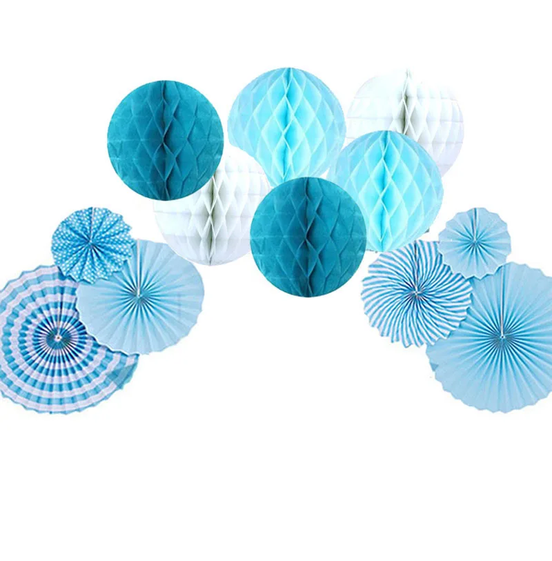 12 шт. бумажный Веерообразный цветок бумажные фонари в форм сот Набор для дня