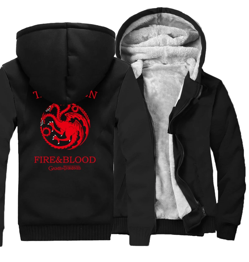 Весенние флисовые толстовки для мужчин утолщенные свитшоты Targaryen Fire &amp Blood