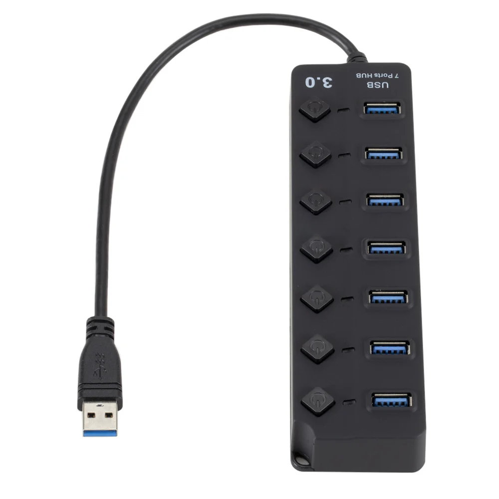 Разветвитель концентратора USB 3 0 с 7 портами и переключателями вкл./выкл.