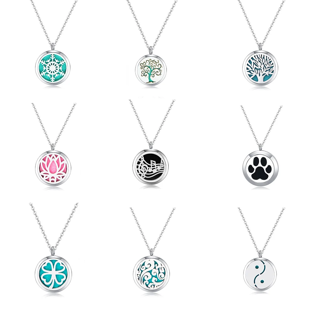 

Mesinya Women Necklace Pendant Aromatherapy Essential Oils 316L Stainless Steel Diffuser Magnet Necklace Jewelry 30mm