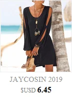 JAYCOSIN, весенне-летнее платье, женское повседневное свободное платье с круглым вырезом, рукав 3/4, с рюшами, хлопковое Однотонное Платье До Колена, jun2#4