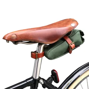 tourbon vintage bike saddle bag bicycle seatbag seat tail case waxwear canvas phone pouch cycling accessories water repellent free global shipping