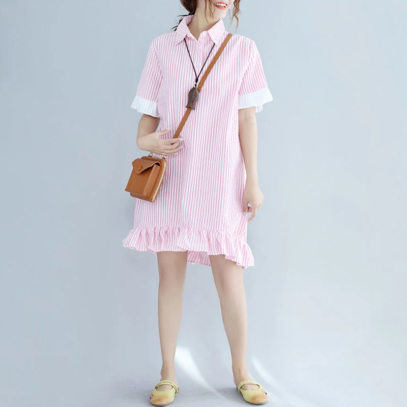 2018 сезон: весна–лето Корейская женская одежда свободные воротник поло в полоску