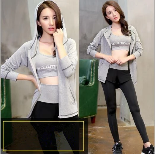 color1(3pcs set) Xiaying Smile женские дышащие спортивные для бега набор йога пальто и шорты и бюстгальтер набор Быстросохнущий тренажерный зал, фитнес, Йога набор спортивная одежда костюм - Цвет: color1(3pcs set)