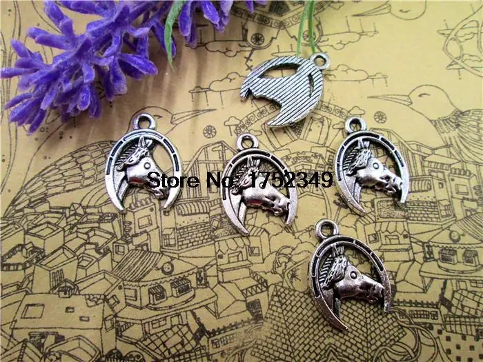 20 шт. -- амулет-Подкова s античный Тибетский Серебряный тон Подвески лошадиные 21х15