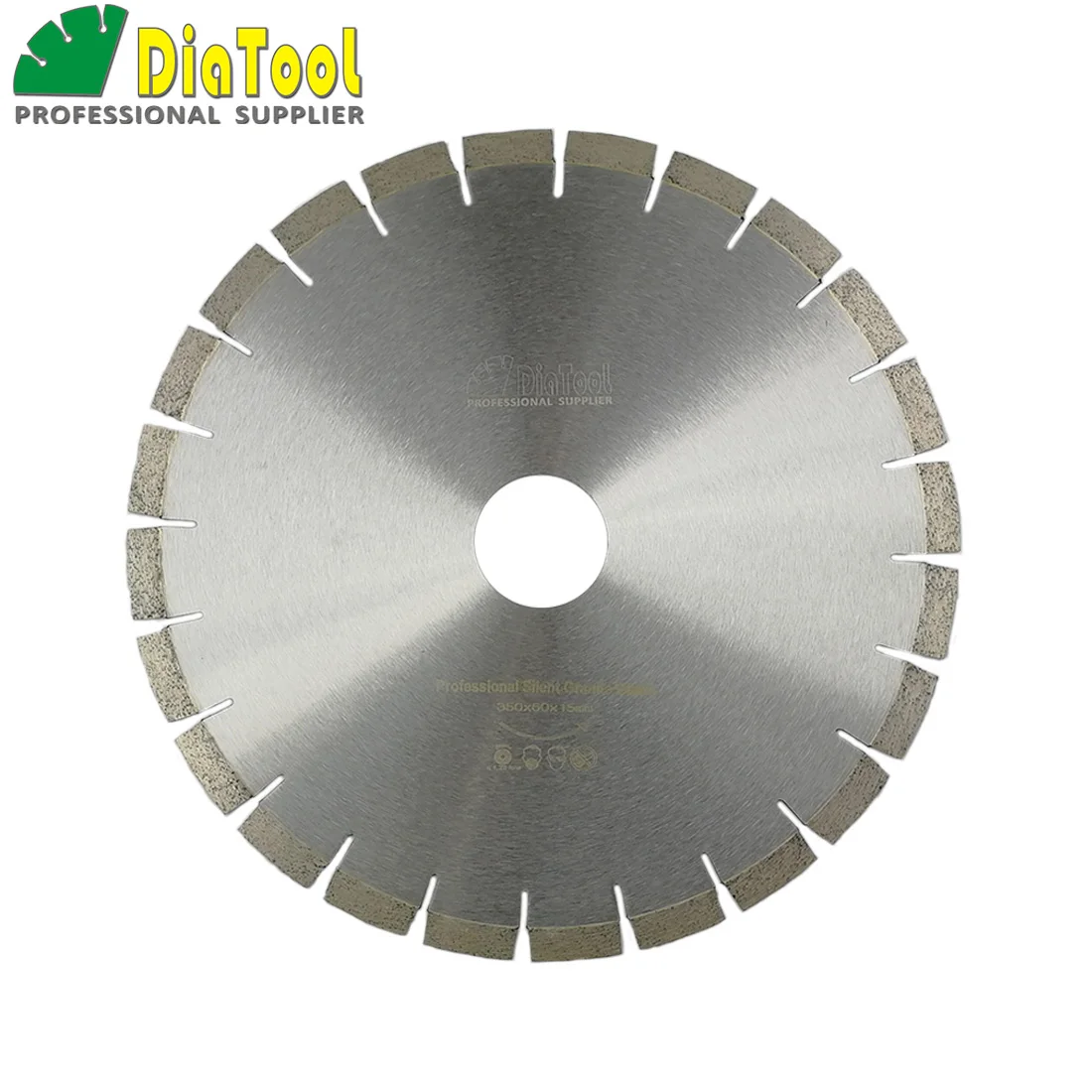 DIATOOL 1pc 14inch 370mm Professional Quality Diamond Silent Saw Blades Granite Sandwich Steel Core Wet Cutting Disc Bore 60MM