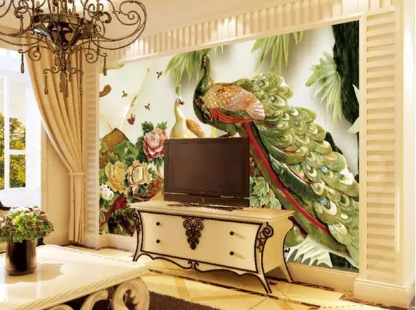 Wall paper Peacock bird mural wallpaper wall stickers papel de parede wallpapers8369294 | Обустройство дома
