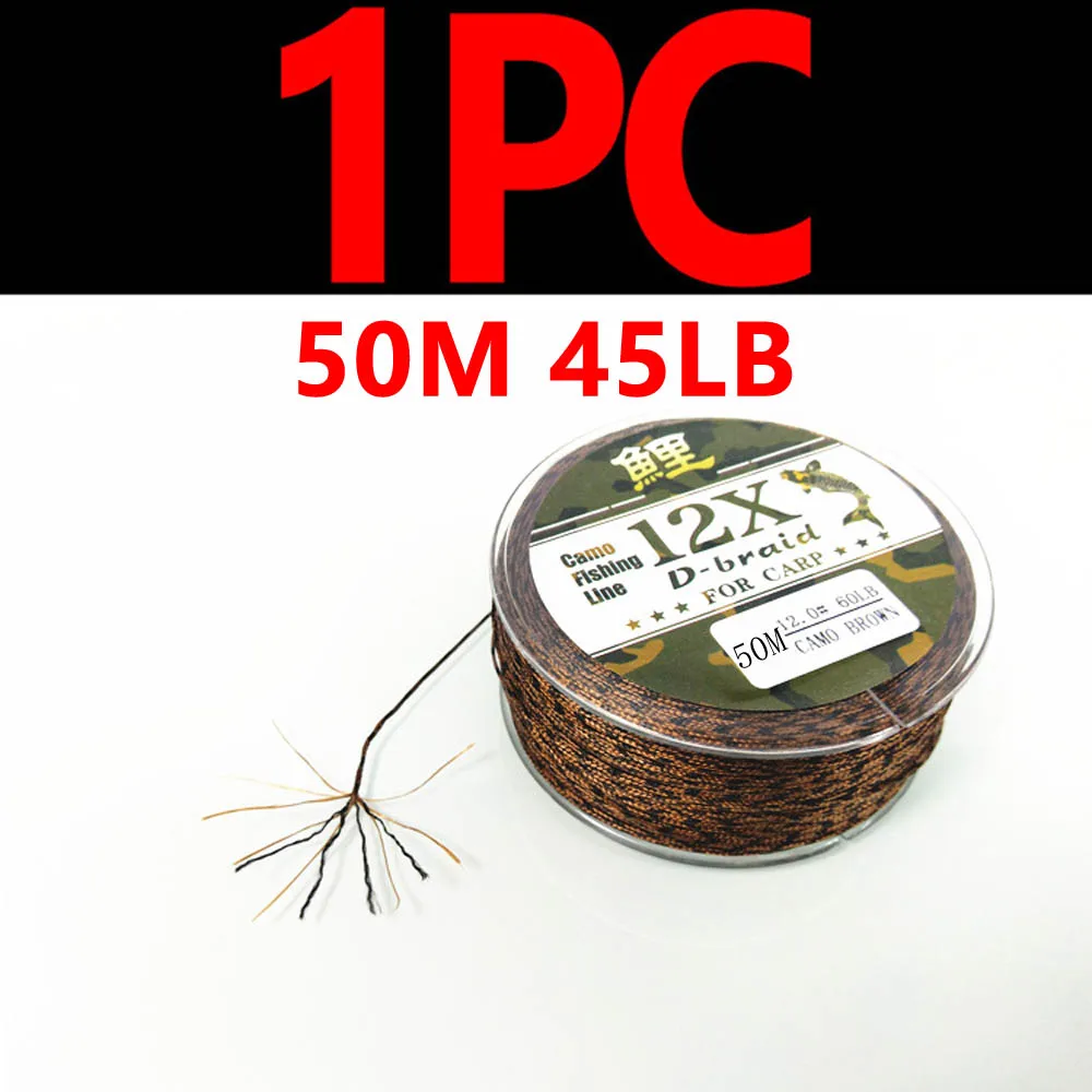 45LB X 50m JIGEECARP 50 м/100 м леска для ловли карпа, плетеная леска коричневого и зеленого цвета, леска для ловли карпа грубого уровня, леска для раковины 25 фунтов 35 фунтов 45 фунтов 60 фунтов - Цвет: 45LB X 50m