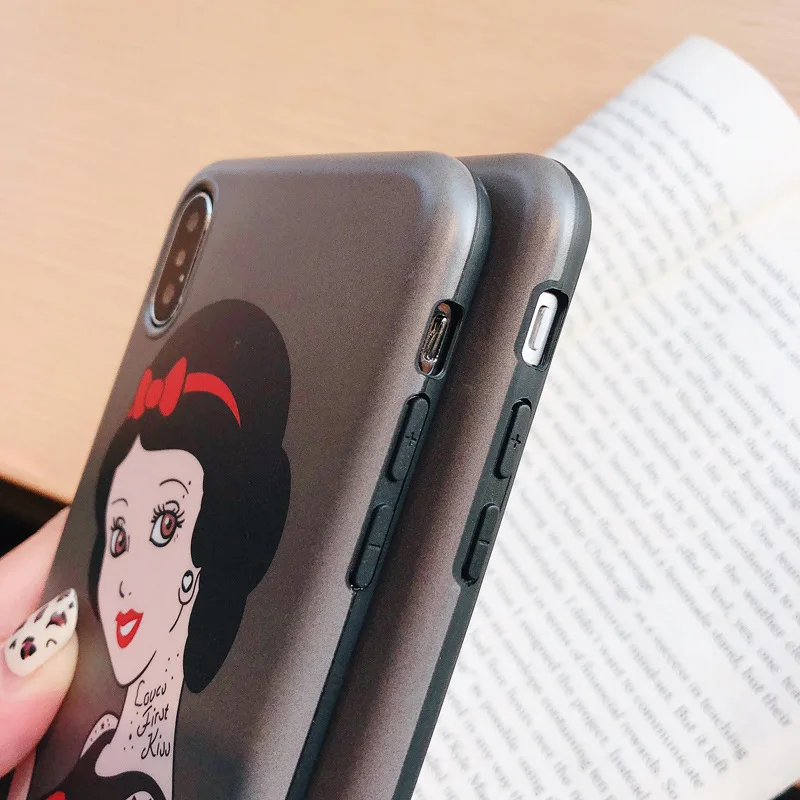 Spoof Princess Snow White Tattoo IphoneXS Max Phone Case for Apple 8plus Girl All-inclusive IMD Soft |