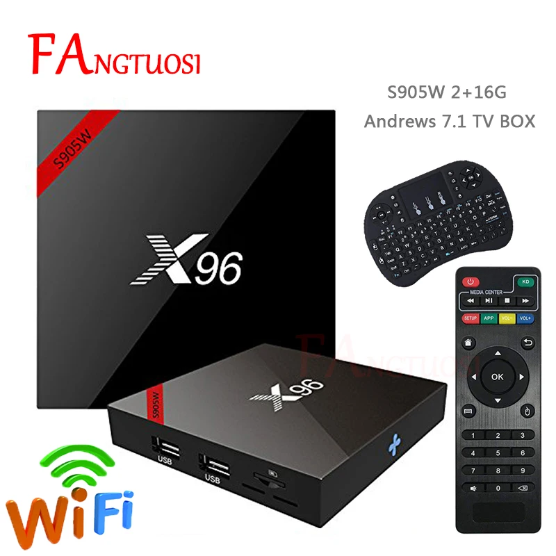 FANGTUOSI X96 X96W Smart tv box android 7,1 2 Гб 16 Гб четырехъядерный процессор Amlogic S905W 4K 2,4 ГГц WiFi медиаплеер 1 ГБ 8 ГБ ТВ-приставка