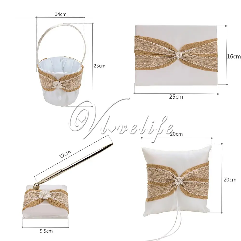 Новая Винтажная льняная кружевная винтажная свадебная церемония с мешковиной