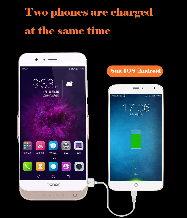 8000 мАч Батарея чехол для Huawei Honor V9 Мощность USB Зарядное устройство Кронштейн
