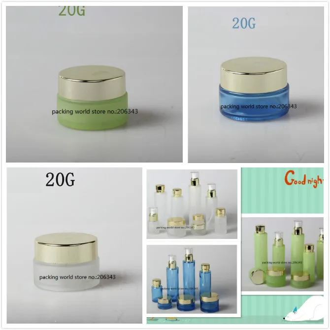 20 г синяя/зеленая/матовая стеклянная банка блестящая золотая Крышка для