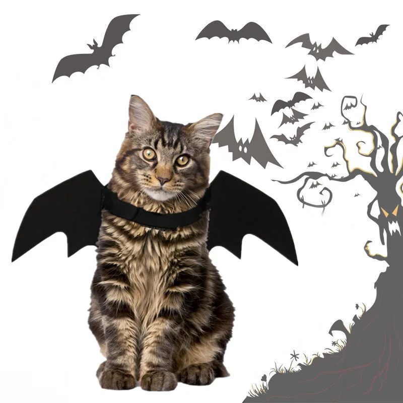 Забавные Черный Pet Cat Одежда крылья летучей мыши Необычные Pet костюм платье наряд маленький костюм для кошки, собаки Хэллоуин Bat жгут аксессуары